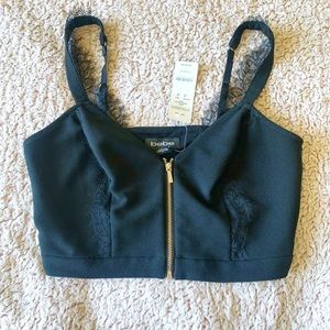 Bebe black crop top, size 4.